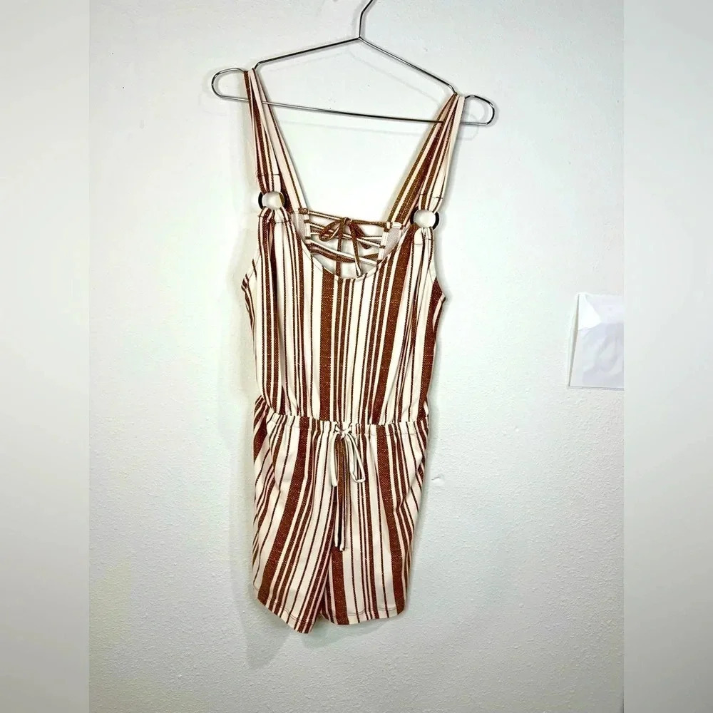 🆕 Derek Heart Brown & Offwhite Striped Romper